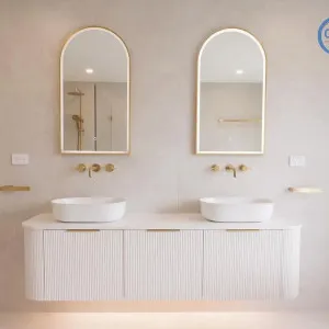 Otti Bondi 1800mm Satin White Fluted Wall Hung Curve Vanity (Cabinet Only) by Otti, a Vanities for sale on Style Sourcebook