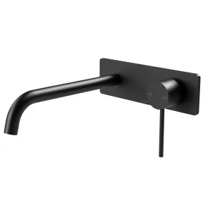 Phoenix Vivid Slimline 230mm Curved Wall Basin Mixer Set Matte Black by PHOENIX, a Bathroom Taps & Mixers for sale on Style Sourcebook