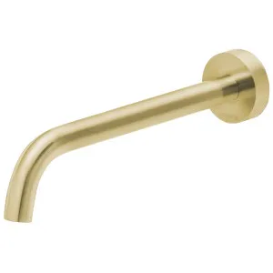 Phoenix Vivid Slimline 230mm Curved Wall Bath Outlet Brushed Gold by PHOENIX, a Bathroom Taps & Mixers for sale on Style Sourcebook