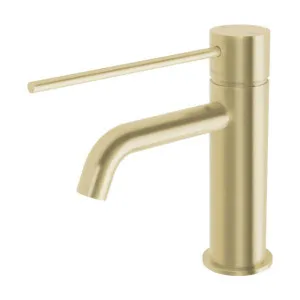 Phoenix Vivid Slimline Basin Mixer Curved Outlet With Extended Lever Brushed Gold by PHOENIX, a Bathroom Taps & Mixers for sale on Style Sourcebook