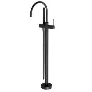 Phoenix Vivid Slimline Floor Mounted Bath Mixer With Hand Shower Matte Black by PHOENIX, a Shower Heads & Mixers for sale on Style Sourcebook