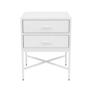 Nessa 2 Drawer Bedside Table - All White by CAFE Lighting & Living, a Bedside Tables for sale on Style Sourcebook
