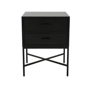 Nessa 2 Drawer Bedside Table - All Black by CAFE Lighting & Living, a Bedside Tables for sale on Style Sourcebook