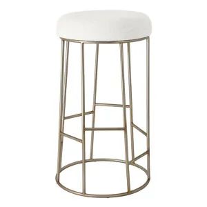 Aiden Gold Steel Bar Stool - Natural Linen by CAFE Lighting & Living, a Bar Stools for sale on Style Sourcebook