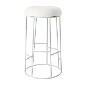 Aiden White Steel Bar Stool - Natural Linen by CAFE Lighting & Living, a Bar Stools for sale on Style Sourcebook