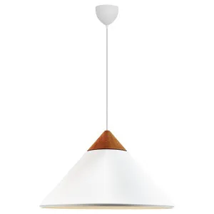Nordlux Kinto Tapered Pendant with Metal Shade and Wood Accent White by Nordlux, a Pendant Lighting for sale on Style Sourcebook