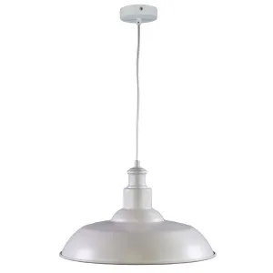 Oriel Lighting Slater Classic Metal Pendant with Wide Industrial Shade White by Oriel Lighting, a Pendant Lighting for sale on Style Sourcebook