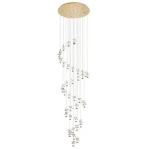 Eglo Pianopoli 3 Spiral LED Pendant with Sculptural Floral Glass Detailing Brass by Eglo, a Chandeliers for sale on Style Sourcebook