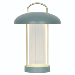 Nordlux Mirano Portable Grooved LED Table Lamp with USB-C Charging Dusty Green by Nordlux, a Table & Bedside Lamps for sale on Style Sourcebook