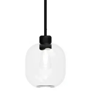 Lighting Republic Parlour Lite Curve Glass Pendant with Textured Black Suspension Clear by Lighting Republic, a Pendant Lighting for sale on Style Sourcebook