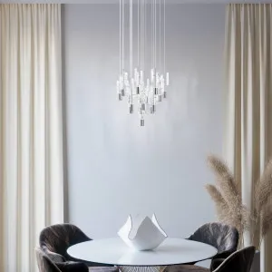 Eglo Orihuela Tricolour LED Cluster Pendant with Shimmering Glass Detailing Chrome by Eglo, a Chandeliers for sale on Style Sourcebook