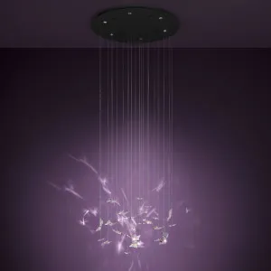 Eglo Adrados Tricolour LED Cluster Pendant with Shimmering Glass Butterfly Detailing Black by Eglo, a Chandeliers for sale on Style Sourcebook