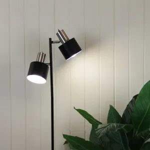 Oriel Lighting Ari Twin Metal Floor Lamp with Adjustable Heads and Sleek Finish Brushed Chrome by Oriel Lighting, a Floor Lamps for sale on Style Sourcebook