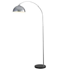 Oriel Lighting Marmo Wide Dome Shade Arc Floor Lamp with Luxe Marble Base Chrome by Oriel Lighting, a Floor Lamps for sale on Style Sourcebook