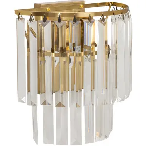 Celestial 2 Light Layered Crystal Wall Light Satin Brass by Lighting Inspirations, a Wall Lighting for sale on Style Sourcebook
