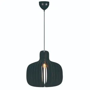 Nordlux Hazo Contemporary Medium Pendant with Slatted Wood Shade - Black by Nordlux, a Lighting for sale on Style Sourcebook