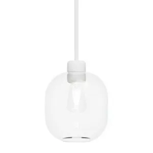 Lighting Republic Parlour Lite Curve Glass Pendant with Textured White Suspension - Clear by Lighting Republic, a Lighting for sale on Style Sourcebook