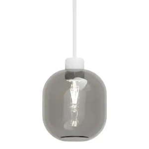 Lighting Republic Parlour Lite Curve Glass Pendant with Textured White Suspension - Smoke by Lighting Republic, a Lighting for sale on Style Sourcebook