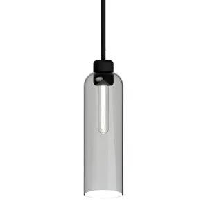 Lighting Republic Parlour Lite Elong Glass Pendant with Textured Black Suspension - Smoke by Lighting Republic, a Lighting for sale on Style Sourcebook