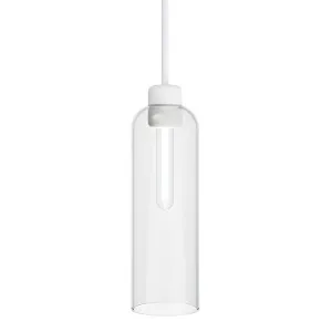 Lighting Republic Parlour Lite Elong Glass Pendant with Textured White Suspension - Clear by Lighting Republic, a Lighting for sale on Style Sourcebook