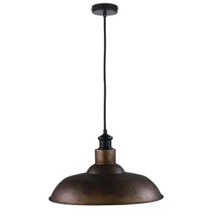 Oriel Lighting Slater Classic Metal Pendant with Wide Industrial Shade - Rust by Oriel Lighting, a Lighting for sale on Style Sourcebook