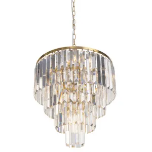 Celestial 4 Tier Cascading Crystal Glass Pendant - Satin Brass by Lighting Inspirations, a Lighting for sale on Style Sourcebook