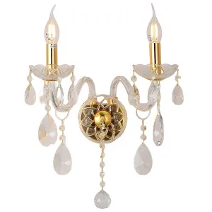 Vencha Bromley Crystal Wall Sconce with Modern Luxe Candelabra Design 2-Light by Vencha, a Wall Lighting for sale on Style Sourcebook