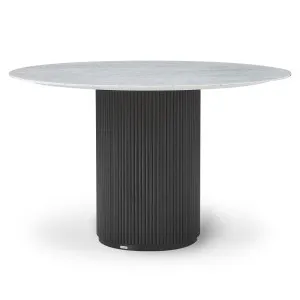 Gracie 120cm Round Dining Table in Real Carrara Marble Black by Luxo Furniture, a Dining Tables for sale on Style Sourcebook