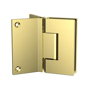 Boston Heavy Duty Large Wall to Glass Hinge with Corner type Mounting Plate-Polished Gold by Estelle, a Bathroom Fixtures for sale on Style Sourcebook