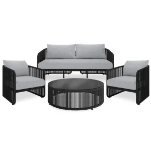 Solari 4 Seater Wicker Outdoor Sofa Set in Black by Luxo Outdoors, a Outdoor Sofas for sale on Style Sourcebook