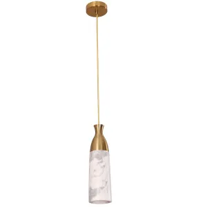 CLA Marmol Slim Marble Cylinder Pendant with Textured Iron Accents White Marble with Brass Accent by Compact Lamps Australia, a Pendant Lighting for sale on Style Sourcebook