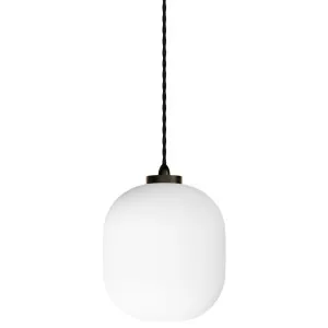 Lighting Republic Parlour Curve Glass Pendant with Textured Iron Suspension Opal by Lighting Republic, a Pendant Lighting for sale on Style Sourcebook