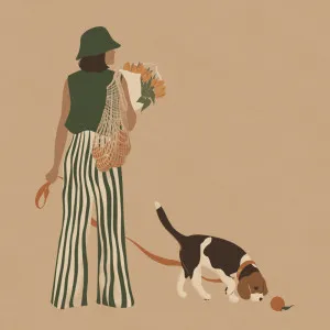 Flower Girl and Beagle by Mandy Tea Design, a Prints for sale on Style Sourcebook