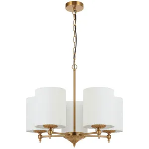 Telbix? Argos Contemporary 5 Light Pendant with Antique Gold Detailing Ivory by Telbix, a Pendant Lighting for sale on Style Sourcebook