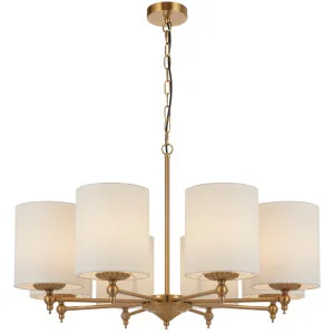 Telbix ?Argos Contemporary 8 Light Pendant with Antique Gold Detailing Ivory by Telbix, a Pendant Lighting for sale on Style Sourcebook