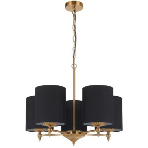 Telbix? Argos Contemporary 5 Light Pendant with Antique Gold Detailing Black by Telbix, a Pendant Lighting for sale on Style Sourcebook
