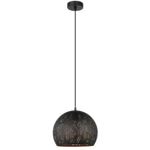 CLA Botanica Embossed Dome Shade Pendant with Contemporary Leaf Motif Black by Compact Lamps Australia, a Pendant Lighting for sale on Style Sourcebook