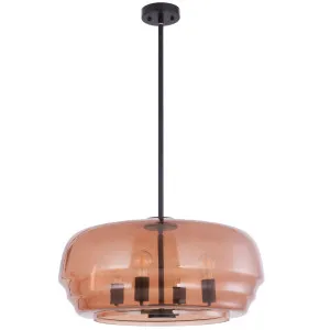 CLA Cuad Pendant with Wide Flat Top Tiered Glass Shade Amber by Lighting Inspirations, a Lighting for sale on Style Sourcebook