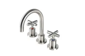 Alpha Cross Handle Basin Set J/V Lf | Made From Brass In Brushed Nickel By Raymor by Raymor, a Bathroom Taps & Mixers for sale on Style Sourcebook