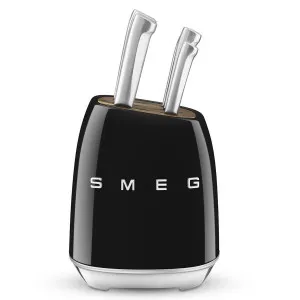 Smeg 50s Retro Style 6 Piece Knife Block Set Black KBSF02BL by Smeg, a Kitchenware for sale on Style Sourcebook