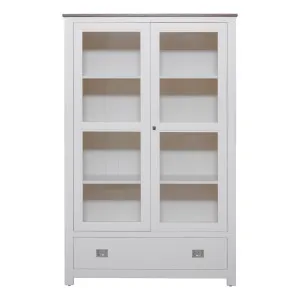 Hyatt Tall Display Unit 120cm in Mindi Dark Driftwood / Mangowood Ivory by OZ Design, a Cabinets, Chests for sale on Style Sourcebook