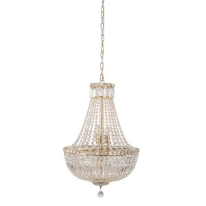 Classique Crystal Basket Chandelier with Luxe Glass Accents in Satin Brass - Medium by Lighting Inspirations, a Lighting for sale on Style Sourcebook