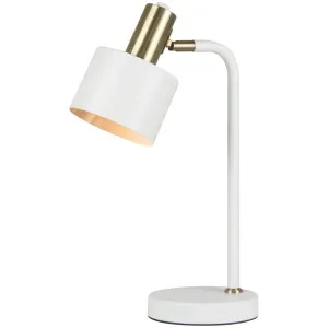CLA Flotar Minimalist Desk Lamp with Adjustable Cylinder Shade and Brass Accents White by Compact Lamps Australia, a Lamps for sale on Style Sourcebook
