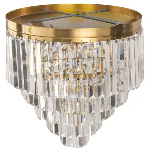 Celestial 5 Tier Luxe Crystal Flush Mount Ceiling Light with Cascading Accents - Satin Brass by Lighting Inspirations, a Lighting for sale on Style Sourcebook
