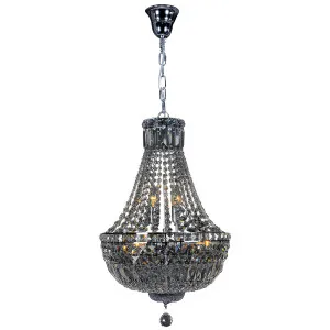 Classique Crystal Basket Chandelier with Luxe Glass Accents in Chrome Small by Lighting Inspirations, a Lighting for sale on Style Sourcebook