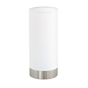 Eglo Pasteri Satin Nickel E27 Table Touch Lamp White by Eglo, a Lamps for sale on Style Sourcebook