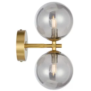 Telbix Antique Gold Felton 2 Light Wall Light - Smoke by Telbix, a Lighting for sale on Style Sourcebook