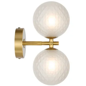 Telbix Antique Gold Felton 2 Light Wall Light - Frost Tear by Telbix, a Lighting for sale on Style Sourcebook