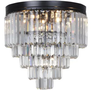 Celestial 5 Tier Luxe Crystal Flush Mount Ceiling Light with Cascading Accents - Black by Lighting Inspirations, a Lighting for sale on Style Sourcebook