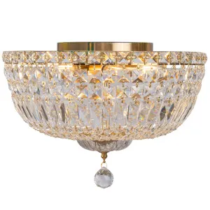 Classique Crystal Basket Flush Mount with Luxe Glass Accents in Brass - Small by Lighting Inspirations, a Lighting for sale on Style Sourcebook